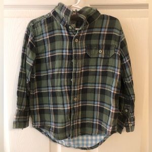 Old Navy 4T plaid hooded button down